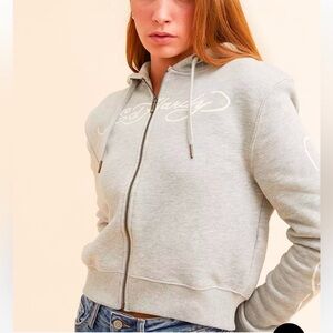 Ed hardy Virgin Mary Gray Zip-Up Hoodie